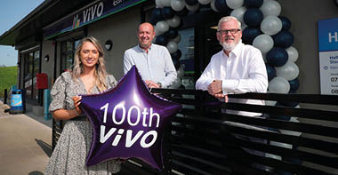 The 100th ViVO store in Northern Ireland has opened in Tattyreagh, owned and operated by Laura and Andrew Short, pictured with Paddy Doody, Sales and Marketing Director at Henderson Group, which owns the brand in Northern Ireland 