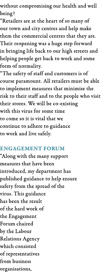 without compromising our health and well being   Retailers are at the heart of so many of our town and city centres a   